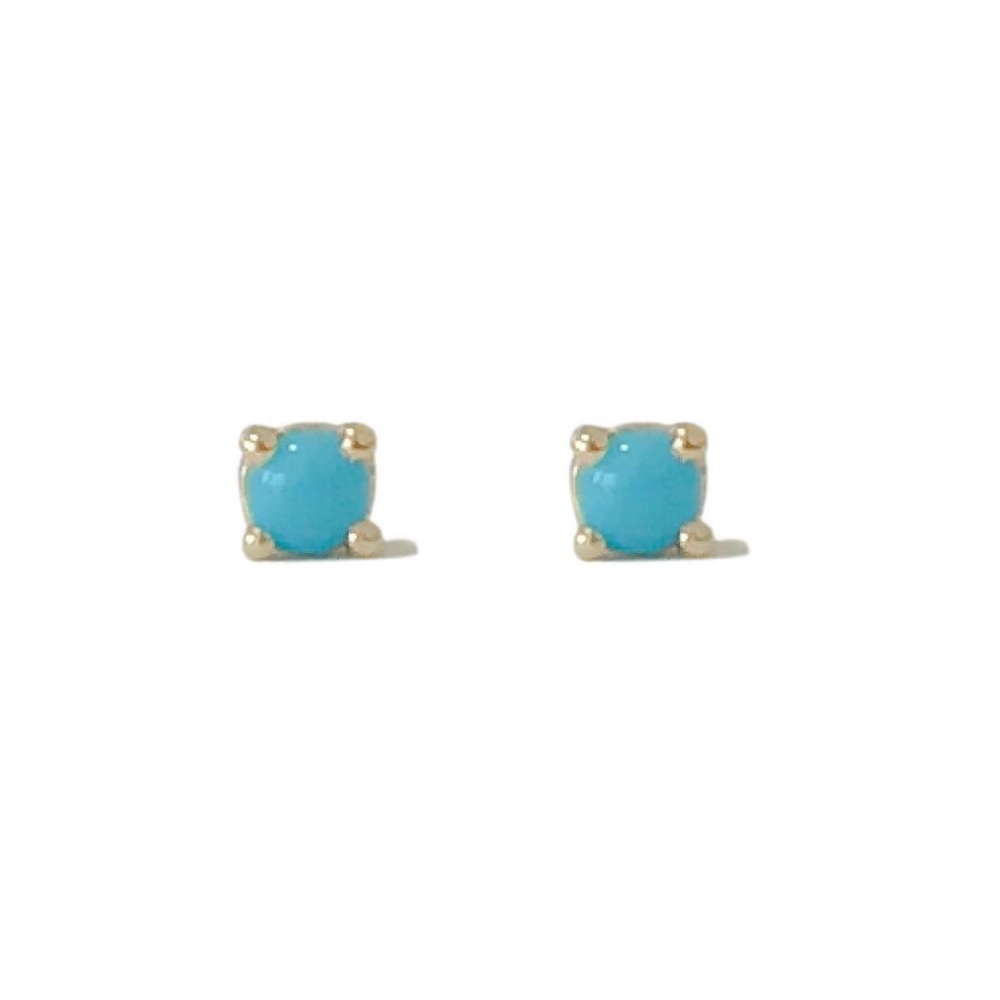 14k Yellow Gold & Turquoise Stud Earrings
